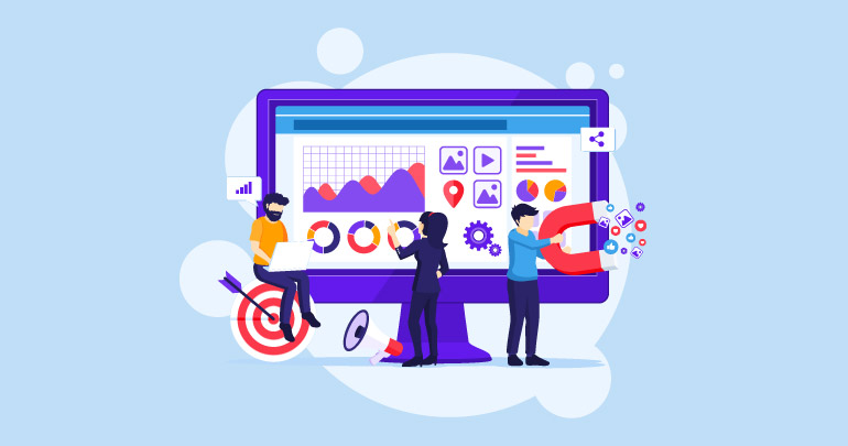 Marketing specialist analysing SEO, social media and campaign performance dashboards for Chennai-based business